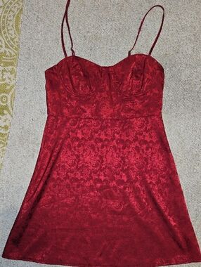 Princess Polly Red Floral Jacquard Mini Dress